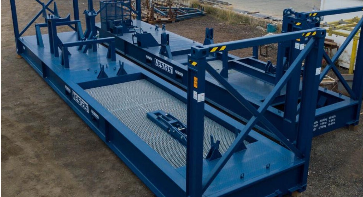 Contenedor personalizado azul para transporte marítimo de herramientas de grandes dimensiones